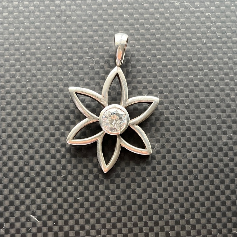 Silpada Sterling Silver Floral Pendant with Crystal